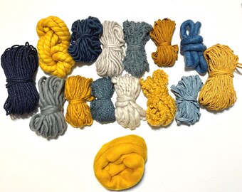 Destash Fiber Pack | Wool, Macrame, Chiffon Yarns | Collection 15