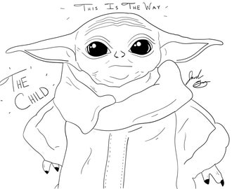 Baby Yoda Line Art Etsy Baby Yoda Line Art Etsy