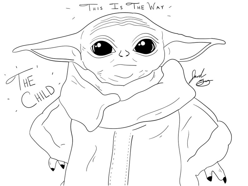 Baby Yoda Line Art Etsy