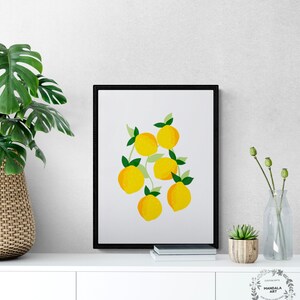 Lemon Fruit Wall Art, Kitchen Wall Art, Lemons Art Print, Boho Art, Dining Room Decor, Living Room Decor