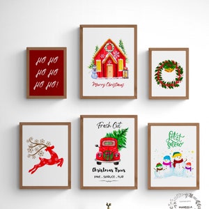 Weihnachtliches Wohndekor, Weihnachts-Galeriewandset, Weihnachtsdekoration, Weihnachtsgeschenk, Weihnachtsakzent-Wanddekor