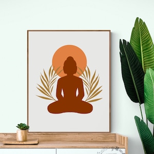 Meditating Buddha, Boho Wall Art, Minimal Buddha Art, Buddha Wall Decor, Meditation wall art, Buddha Painting, Buddha Print