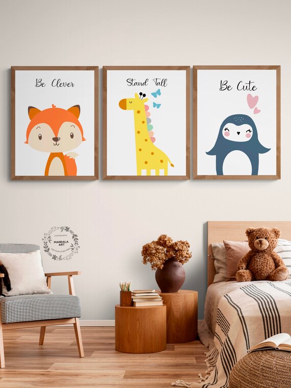 Gallery Wall Art Set of 6 Prints, Nursery Set Scandinavian Prints