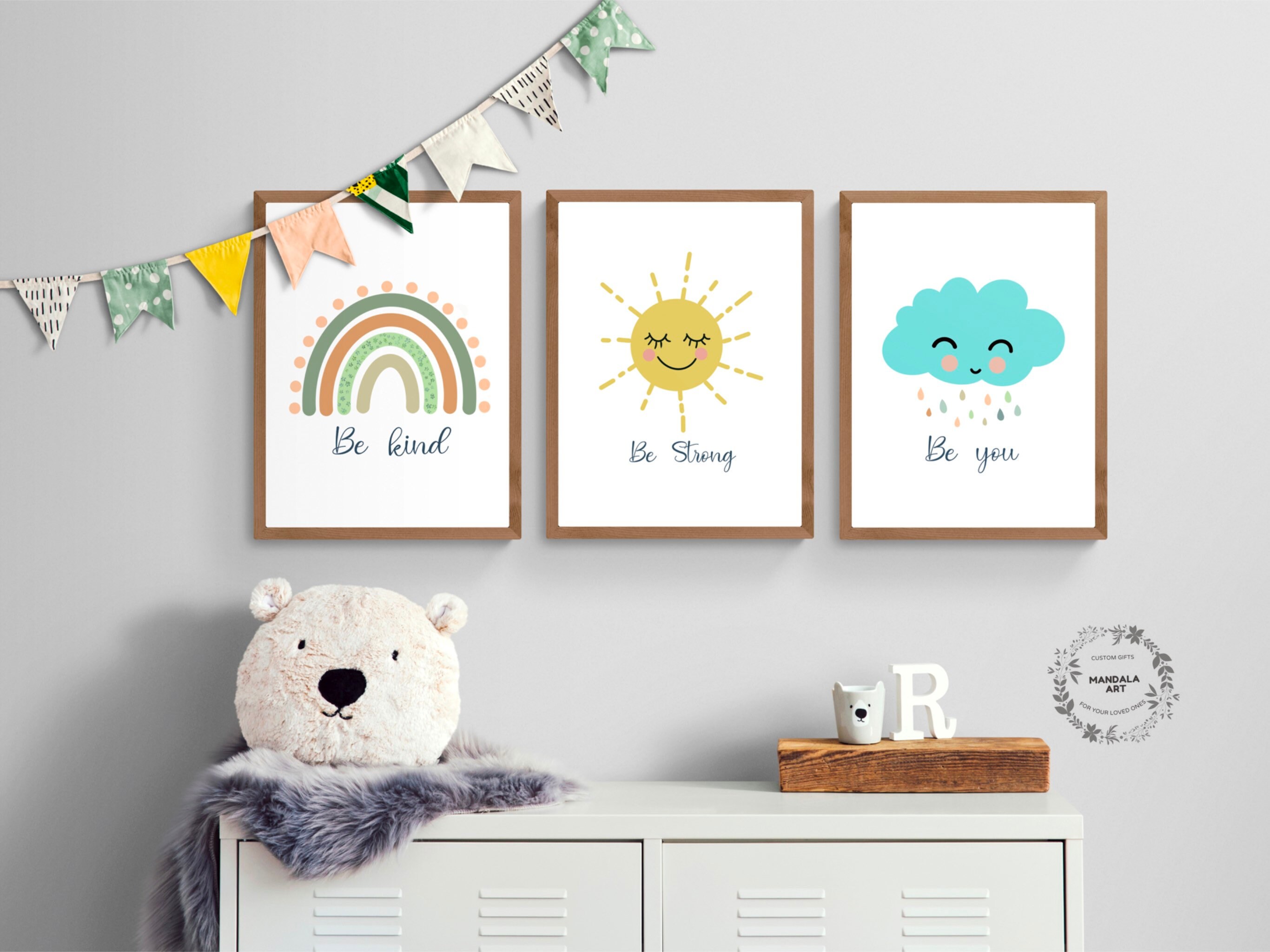 Set of 3 Safari Nursery Décor, Personalized Kids Room Wall Art Prints –  DiviArts Studio