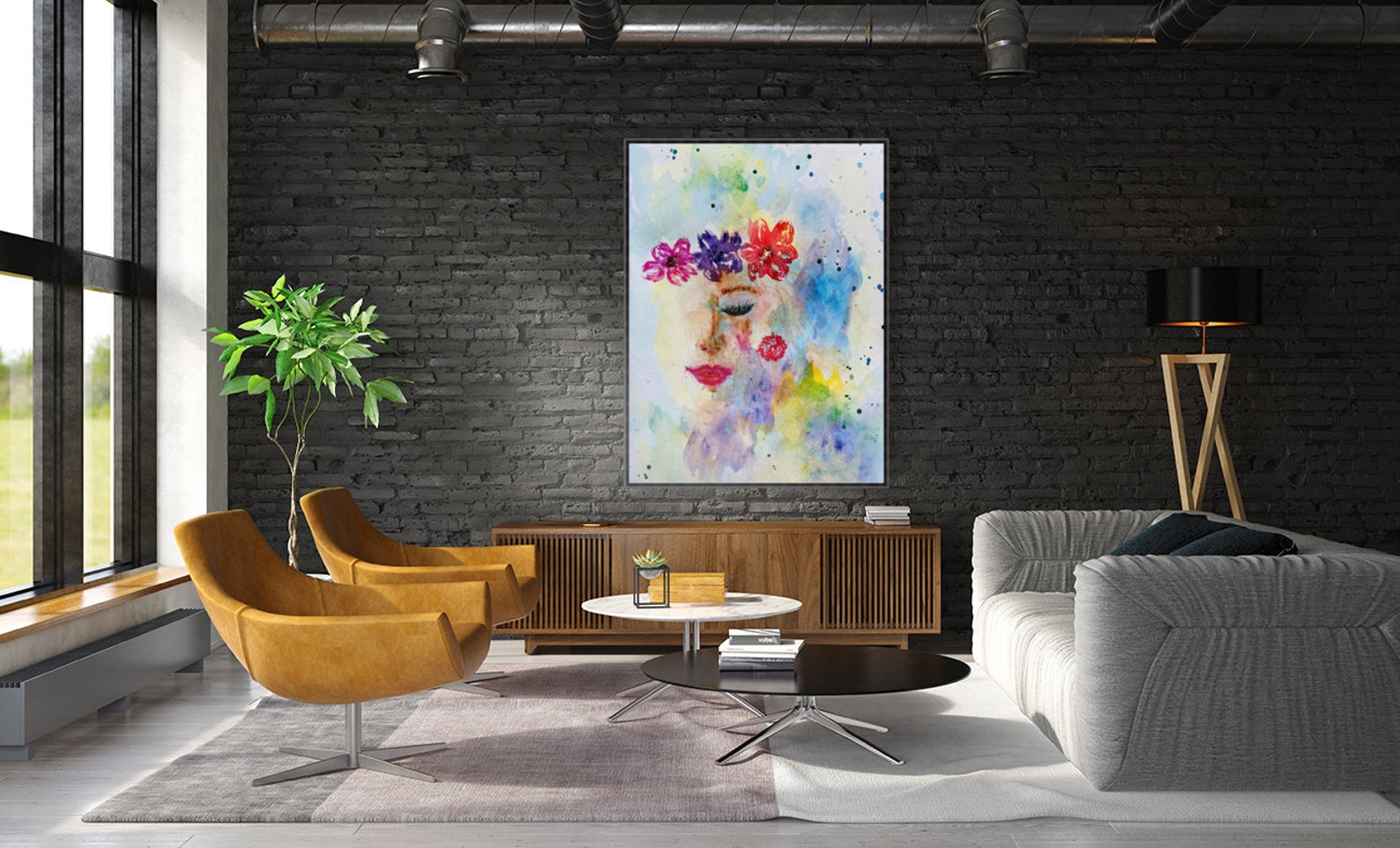 PRINT Bright Floral Wall Art Framed Print from Original Etsy