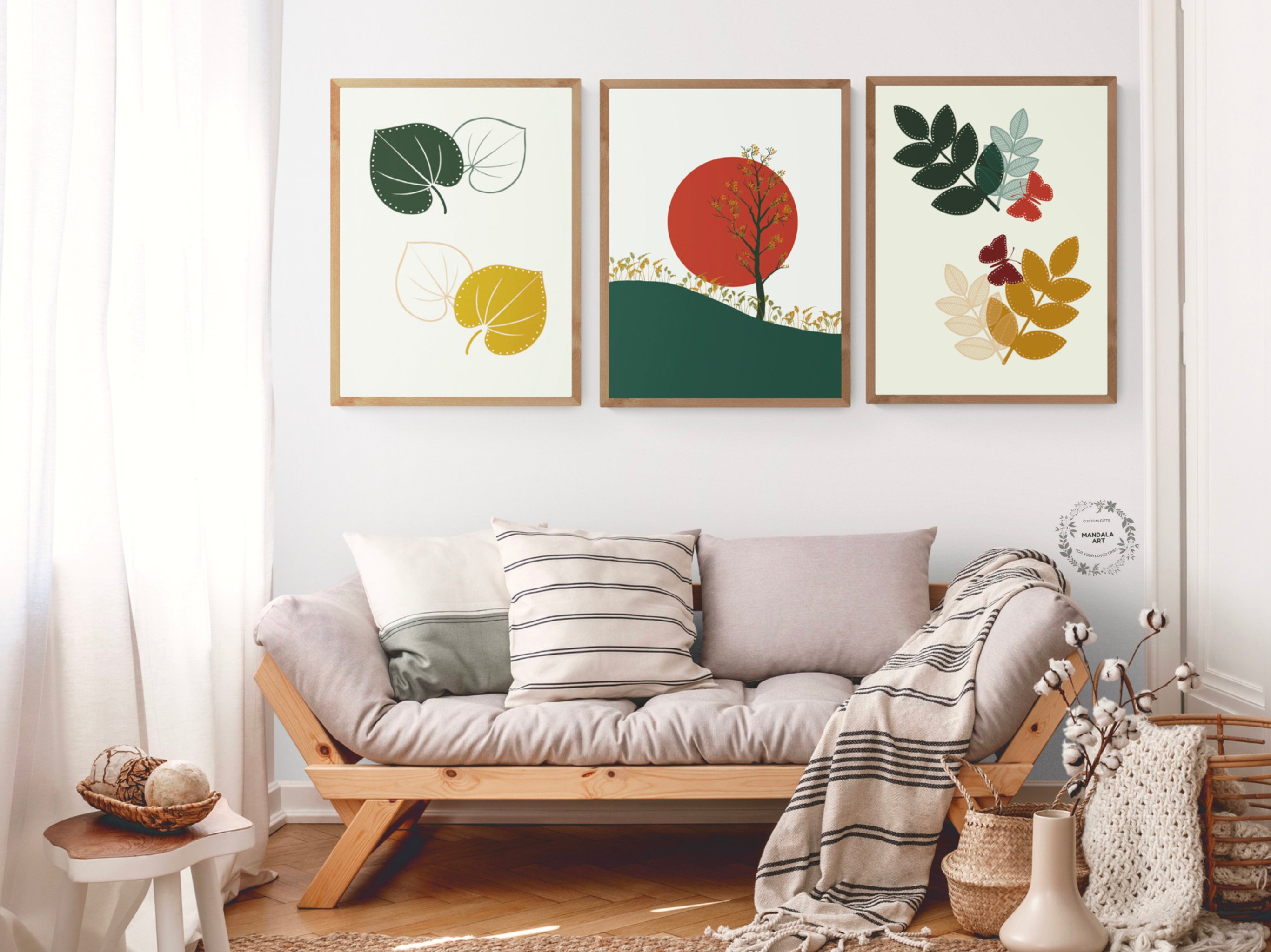 Boho Art Set of 3 Prints Boho Wall Art Abstract Gallery Wall Etsy