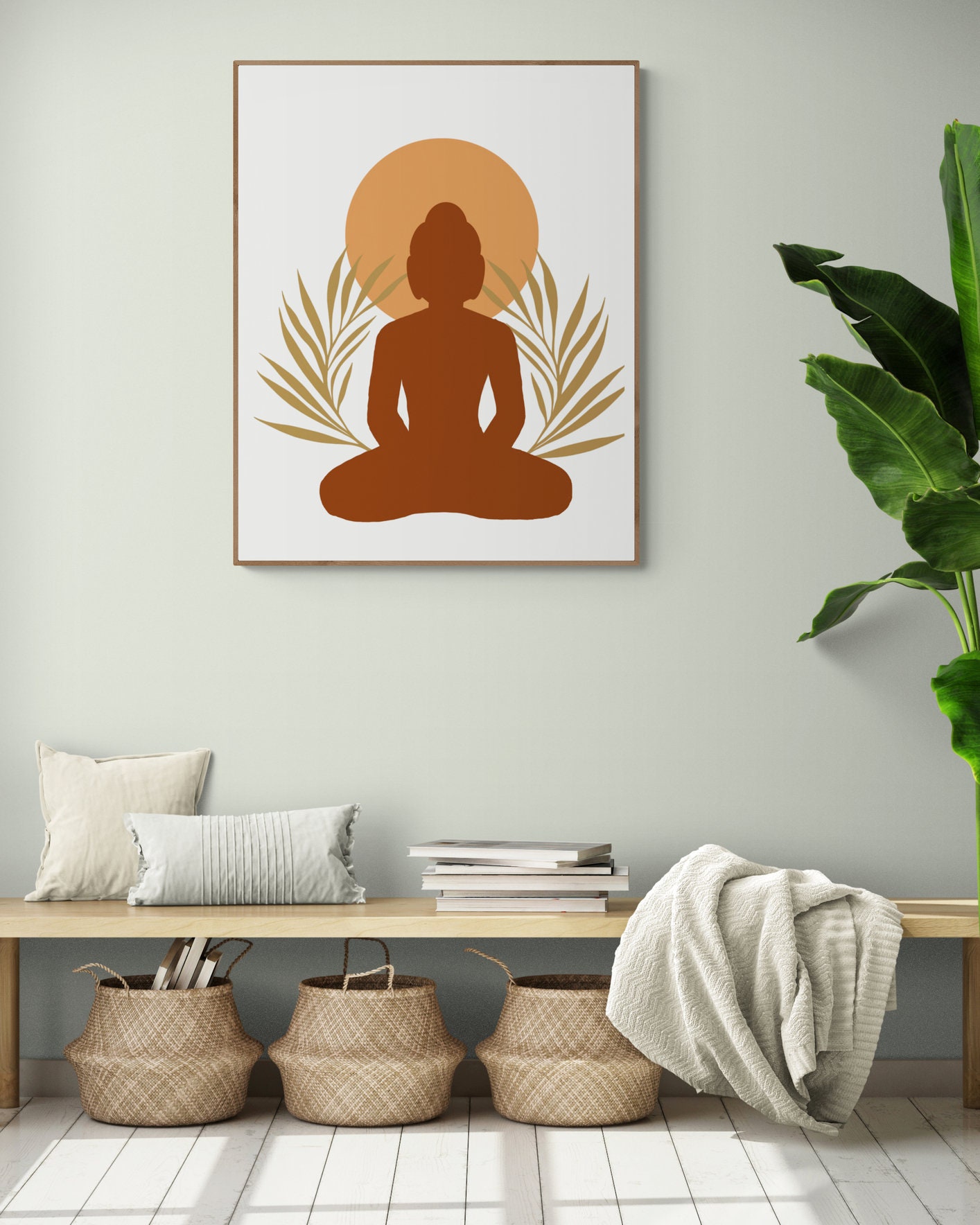 Meditating Buddha Boho Wall Art Minimal Buddha Art Buddha Etsy