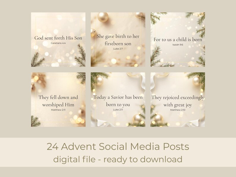 24 Advent Scripture Instagram Posts Bundle, Minimalist Christian ...