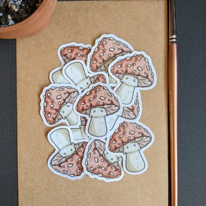 Mushroom Sticker — Original Watercolor Vinyl Sticker 2&quot;