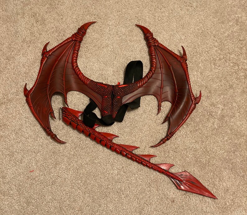 Red Wearable Dragon Wings/Tail Costume Etsy