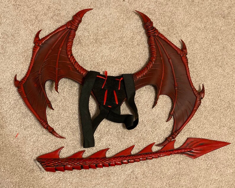 Red Wearable Dragon Wings/Tail Costume Etsy