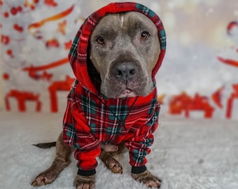 Pitbull Hoodie (Red Plaid) | Pitbull Sweatshirt | Pitbull Sweater, Pitbull Shirt, Dog Hoodie, Dog Sweatshirt