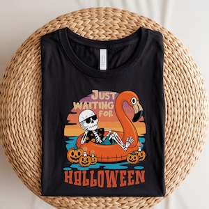 Funny Skeleton Flamingo Halloween PNG: Summer Spooky Season Design (Digital Download
