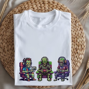 Pixel Art Zombie Gamer Clipart: PNG SVG for Halloween (Instant Download)