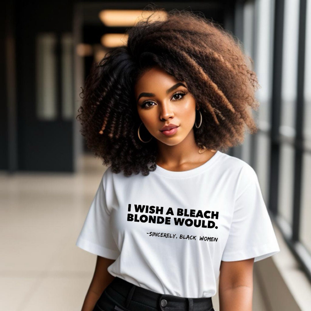Black t-shirt blonde hair 2025