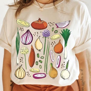 Zwiebel Shirt Kulinarisches Shirt Knoblauch Shirt Koch Shirt Vegan Shirt Cottage Core Kleidung Lebensmittel Shirt Gemüse Shirt Lustiges Feinschmecker Shirt Schnittlauch T-Shirt