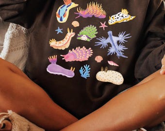 Sea Slug Ocean Sweatshirt Nudibranch Crewneck Snail Sweatshirt Coconut Girl Clothes Salty Granola Beachy Sweatshirt Granola Girl Nudibranchs