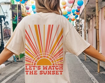 Watch The Sunset Comfort Colors Beachy Shirt Preppy Clothes Coconut Girl Clothing Retro Sunset Shirt Tumblr Shirt Coconut Girl Shirt