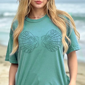 Seashell Bra Comfort Colors Crustaceancore Tee Mermaid Core Mermaid Aesthetic Mermaid Shirt Mermaid Top Coconut Girl Shirt Mermaid Costume 