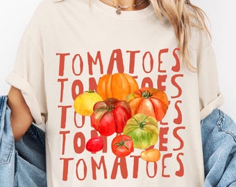 Camiseta de tomate, camiseta de tomate, camiseta de verano, camiseta de comida, camiseta culinaria, camiseta de mercado de agricultores, camiseta vegetariana, ropa cottage core, camiseta de frutas