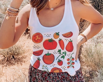 Canotta Tomato Girl Granola Girl Maglietta Tomato Girl Aesthetic Cottage Core Clothes Maglietta Fruit Shirt Maglietta Vegetable Clothing Tomato