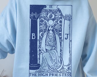 The High Priestess Tarot Hoodie Tarot Sweatshirt Goddess Sweatshirt Celestial Hoodie Tarot Card Shirt Vintage Tarot Divine Feminine Witchy