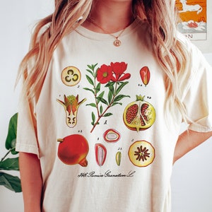 Pomegranate Shirt Fruit Shirt Botanical Shirt Cottage Core Shirt Cottagecore Clothes Vegan Shirt Pomegranate Gift Fruit T Shirt Foodie Shirt