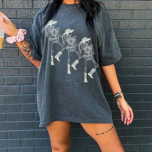 Dancing Skeleton Shirt Comfort Colors Disco Cowgirl Cowboy Skeleton Preppy Halloween Retro Halloween Tee Space Cowgirl Western Halloween Y2K