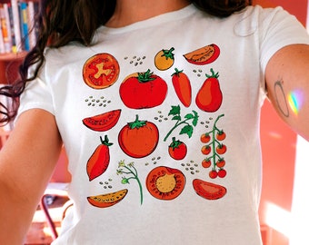 Tee-shirt bébé tomate Chemise granola fille tomate fille tomate Cottage esthétique vêtements de base Chemise fruits Chemise légume vêtements tomate légumes