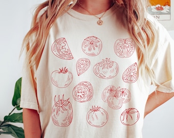 Tomato Shirt Fruit Shirt Cottage Core Shirt Vegan Shirt Garden T Shirt Vegetable Shirt Fruit Tshirt Botanical Shirt Aesthetic Clothes