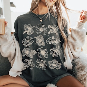 ハイビスカスシャツ ハイビスカスTシャツ ココナッツガールシャツ ココナッツガール服 ビーチシャツ 海風スタイル プレッピー服 トレンディなビーチシャツ