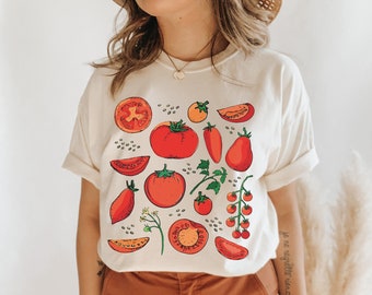 Tomato Shirt Fruit Shirt Botanical Shirt Cottagecore Clothing Vegan Shirt Garden T Shirt Vegetable T Shirt Fruit Tee Aesthetic Clothes