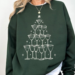 Champagne Sweatshirt Holiday Sweatshirt Christmas Crewneck Christmas Eve Sweatshirt Champagne Shirt Alcohol Themed Gifts Christmas Tree