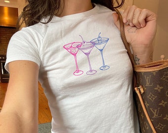 Bi Pride Martini Baby Tee Bisexual Shirt Coquette Clothes 2000s Clothes Subtle Bi Pride Nonbinary Shirt Genderfluid Clothing Subtle Bisexual