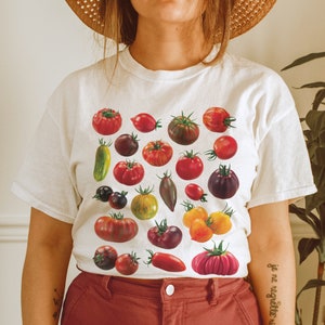 Tomato Shirt Fruit Shirt Botanical Shirt Cottagecore Clothing Vegan Shirt Garden T Shirt Vegetable T Shirt Fruit Tee Aesthetic Clothes