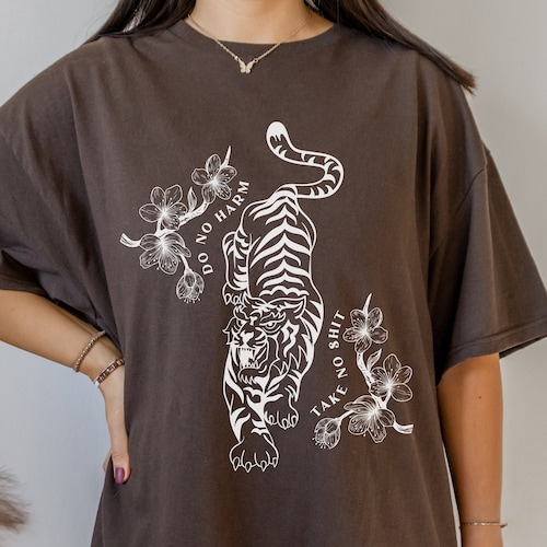 Tiger Graphic Tee Women's Oversized Tshirt Tropical Etsy