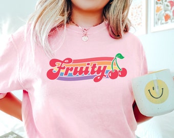 Fruity Shirt Comfort Colors Cherry Shirt Nonbinary Shirt Lesbian Shirt Fruit Shirt Subtle Pride Funny Lesbian Shirt Sapphic Shirt