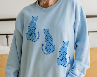 Leopard Sweatshirt Trendy Crewneck Preppy Sweatshirt Aesthetic Clothes Oversized Crewneck Preppy Clothes Aesthetic Crewneck