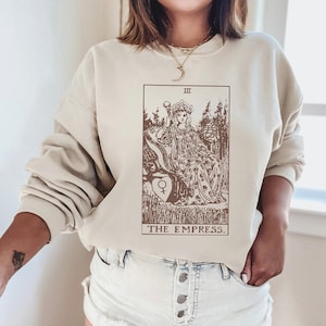 Sudadera con la carta del Tarot de la Emperatriz Sudadera de brujas Camiseta del Tarot Camiseta vintage de la astrología del Tarot Ropa de brujas Ropa alternativa Cewneck de moda