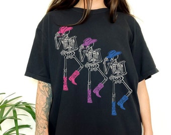Dancing Skeleton Shirt Bisexual Pride Shirt Bi Pride Shirt Comfort Colors Subtle Pride Shirt Subtle Bi Pride Cowboy Skeleton Discreet Pride