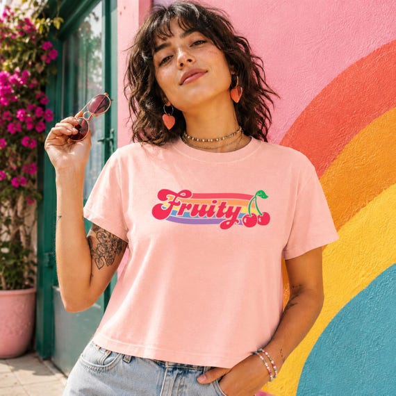 Fruity Boxy Shirt Nonbinary Shirt Cherry Shirt Sapphic Shirt Funny Gay Shirt Queer Clothing Funny Lesbian Shirt Bi Pride Shirt Fruit Shirt