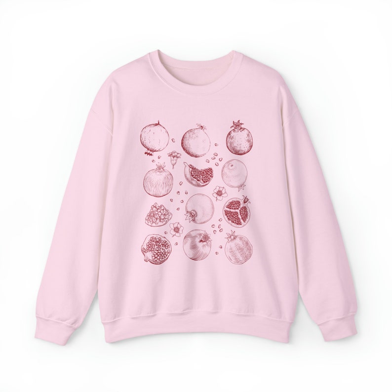 Fruit Sweatshirt Pomegranate Shirt Pomegranate Clothing Cottage Core Shirt Cottage Core Sweater Cottagecore Clothes Fruit Shirt Light Pink