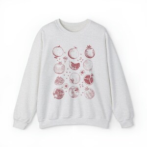 Fruit Sweatshirt Pomegranate Shirt Pomegranate Clothing Cottage Core Shirt Cottage Core Sweater Cottagecore Clothes Fruit Shirt Ash