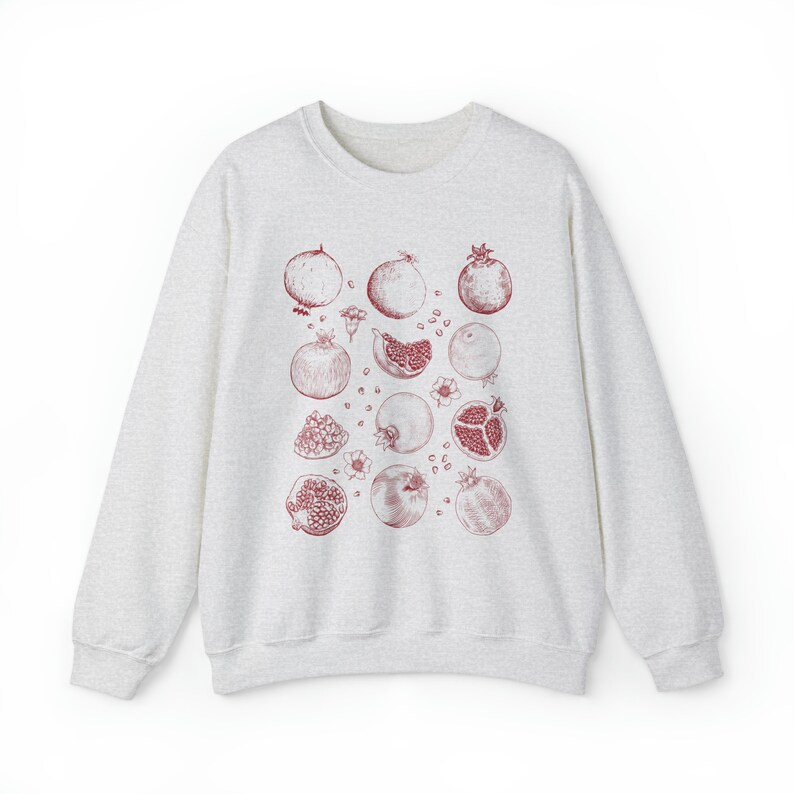Fruit Sweatshirt Pomegranate Shirt Pomegranate Clothing Cottage Core Shirt Cottage Core Sweater Cottagecore Clothes Fruit Shirt Ash