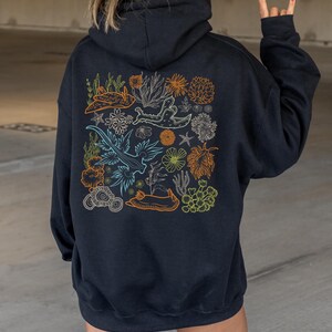 Nudibranch Hoodie Sea Slug Ocean Animal Shirt Snail Sweatshirt Beachy Hoodies Coconut Girl Clothes Ecology Shirt Granola Girl Salty Granola Black