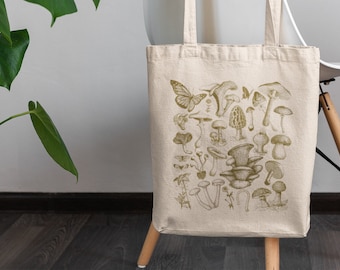 Mushroom Tote Bag Cute Tote Bag Mushroom Bag Plant Tote Aesthetic Bag Market Bag Canvas Tote Bag Shoulder Bag Shopping Bag Butterfly Bag