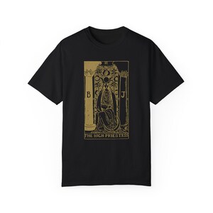 The High Priestess Tarot Shirt Comfort Colors Tarot Card Shirt Goddess Shirt Tarot Crewneck Vintage Tarot Divine Feminine Witchy Stuff Alt Black