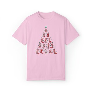 Western Christmas Shirt Comfort Colors Cowboy Shirt Cowboy Boot Christmas Tree Shirt Western Christmas Tree Cowgirl Boots Shirt Blossom