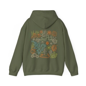 Nudibranch Hoodie Sea Slug Ocean Animal Shirt Snail Sweatshirt Beachy Hoodies Coconut Girl Clothes Ecology Shirt Granola Girl Salty Granola Military Green