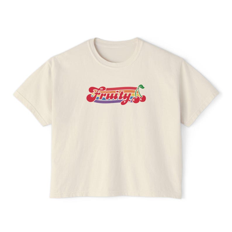 Fruity Boxy Shirt Nonbinary Shirt Cherry Shirt Sapphic Shirt Funny Gay Shirt Queer Clothing Funny Lesbian Shirt Bi Pride Shirt Fruit Shirt Ivory